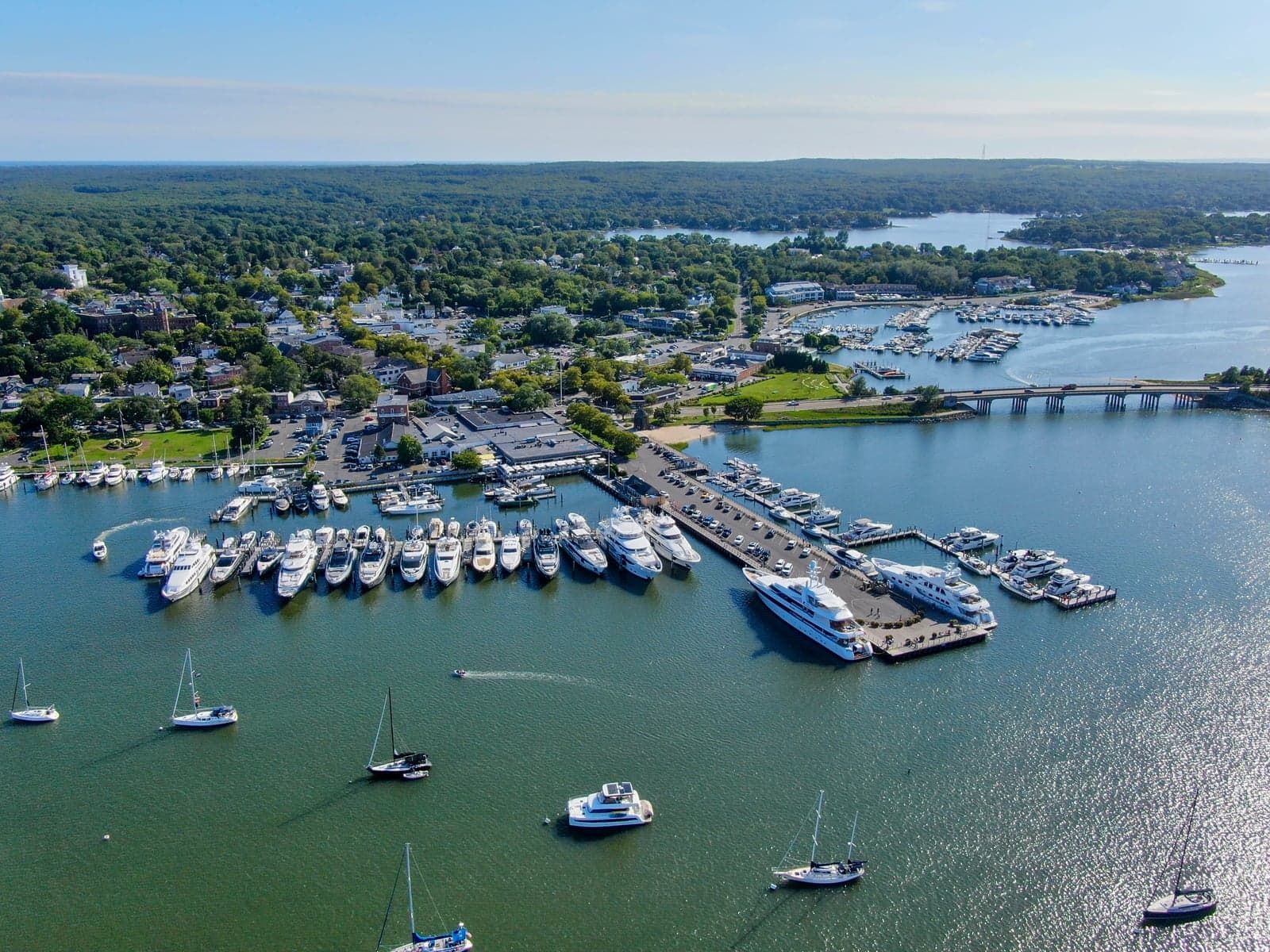 Aerial view of Sag Harbor in The Hamptons
